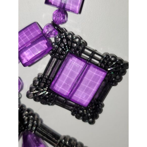 A Purple Gothic Gunmetal Necklace Choker Victorian Style Ribbon Vampire - Picture 2 of 11